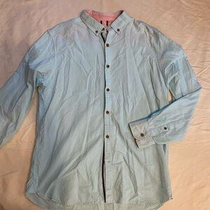 Alexander Julian Organic Cotton Blue Button Down Dress Shirt Men’s Size Large​